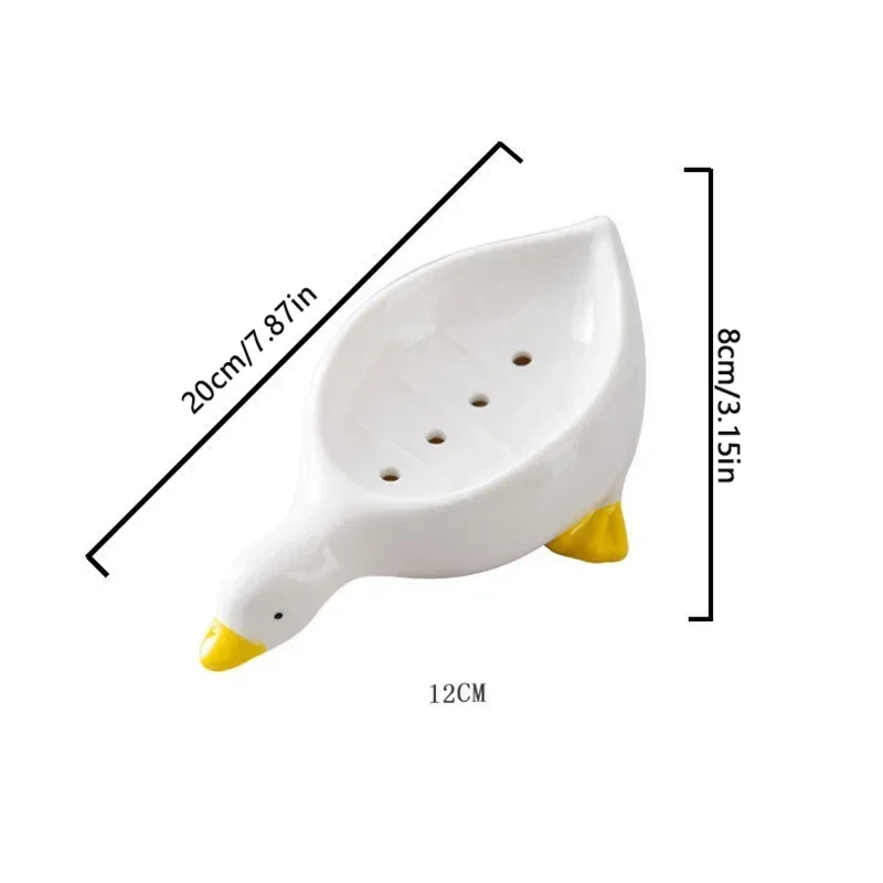 1pc Duck Shape Soap Box Cartoon Soap Dish Drainable Storage Holder Soap Container Storage Dish Household Bathroom Accessories