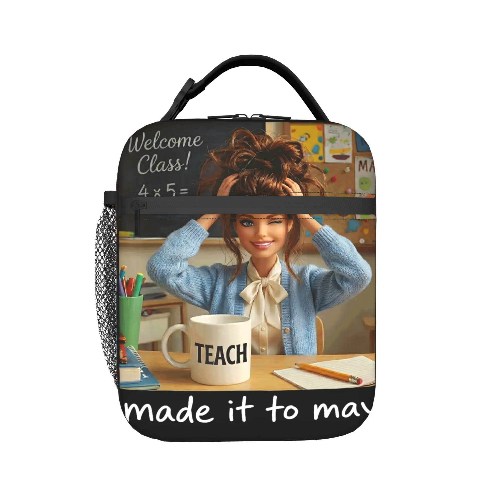 

Funny Made It to May Teacher Girls Meme Last Day of School Lunch Bag Insulated Lunch Box Men Cooler Bag Thermal Tote Handbags