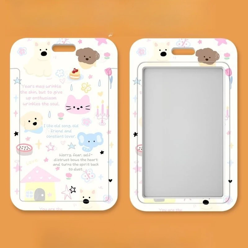 Simpatico gattino fiore Kpop Idol Card Raccogliere organizzatore di cancelleria Porta badge da donna Portachiavi Studente Campus Porta carte con cordino