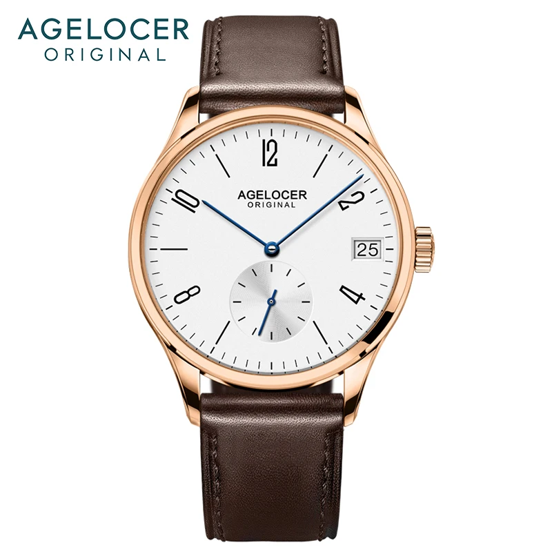 AGELOCER Original Budapest Watch Men\'s Luxury Gold Watch Big Calendar Automatic Mechanical Watch Birthday Gift for Men