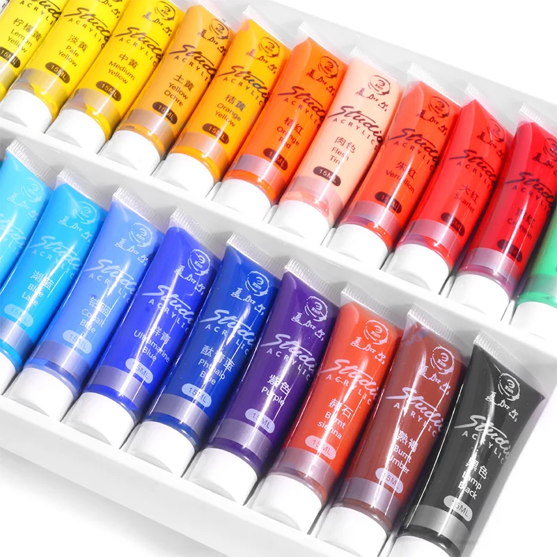 12 colors /24 colors /15ml acrylic paint xiajiaer Beginner Set diy stone waterproof hand-painted clothes wall painting graffiti