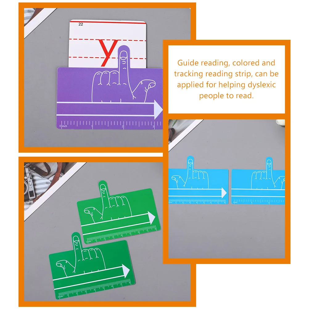 8 قطع من الإشارات المرجعية للأطفال أداة تركيز القراءة خفيفة الوزن لعسر القراءة لوازم الإشارات المرجعية ABS وسادة الأصابع المساعدة للأطفال