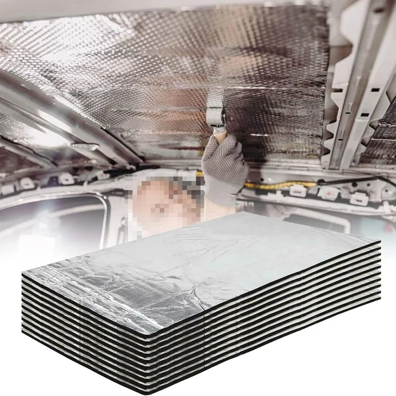 Estera de aislamiento térmico amortiguador de sonido para coche, 5/10 hojas, para furgoneta, insonorización, aislamiento acústico, aislamiento acústico de ruido para capó de coche