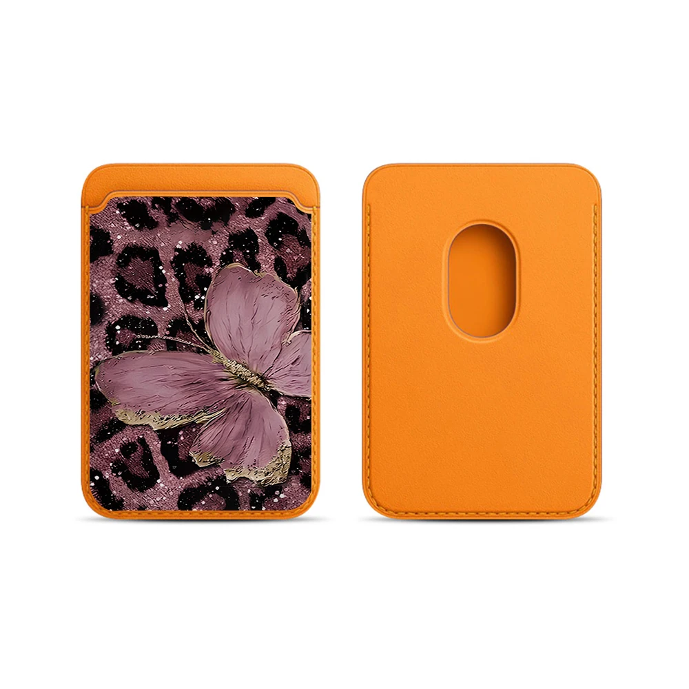 Leoparden-Schmetterling Leder-Kartenetui Handyhülle Kartenhalter für Magnetische Hülle Geeignet für alle iPhones mit Magsafe-Kartenfunktion – Detail 10