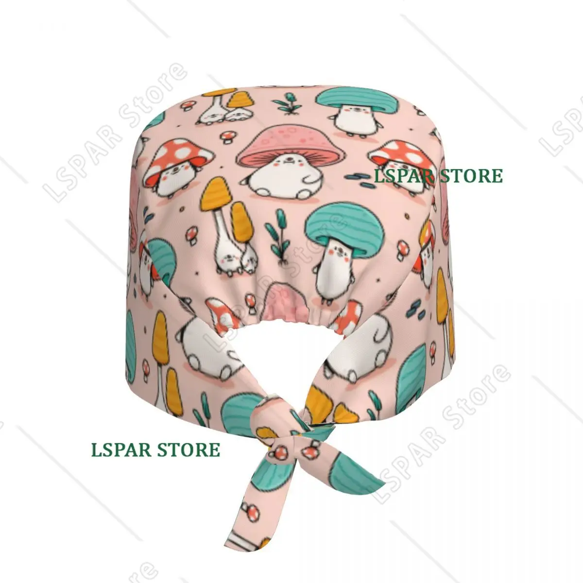 Custom Cartoon Pink Mushrooms Cleaning Working Cap Comfortable Unisex Scrub Cap Surgicals Hat Nurse Scrubs Hat Nurse