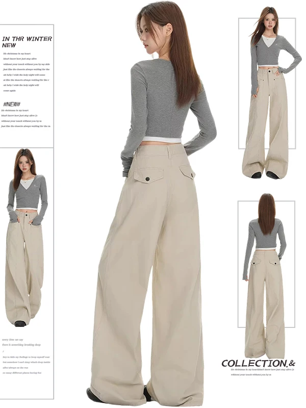 plus Size Women's American Retro Workwear Jeans High Waist Straight Leg Wide Leg Pants Summer Design Sensation Slimming Effect