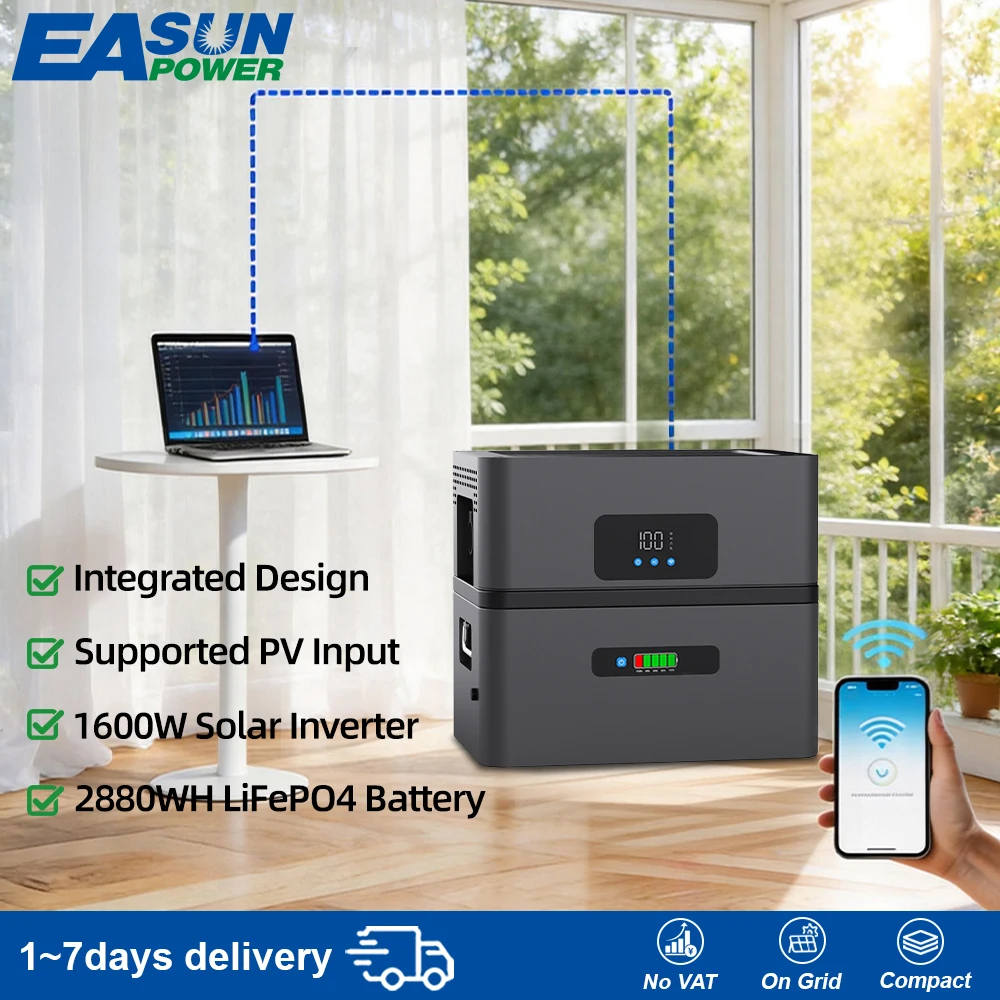EASUN POWER 1.6KW 2.4KW Omvormer Slim Microgrid Balkon Energieopslagsysteem Met Batterij Compatibel Ondersteuning Netwerkverbinding WIFI