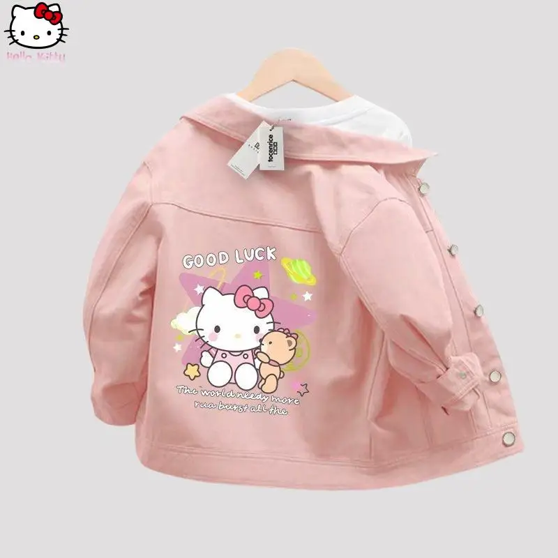 

Kuromi Cinnamoroll New Girls Denim Jacket Anime Cartoon Spring Autumn Kawaii Melody Long Sleeves Fashionable Breathable Soft