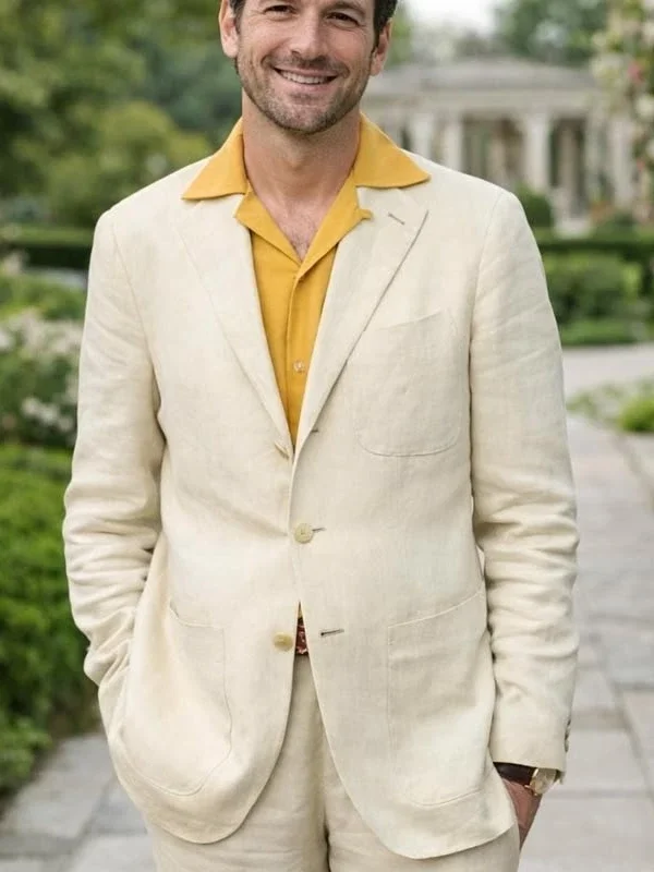 Beige linnen 2-delige herenpak - Men'S Relaxed Formal Wear recensie en prijs
