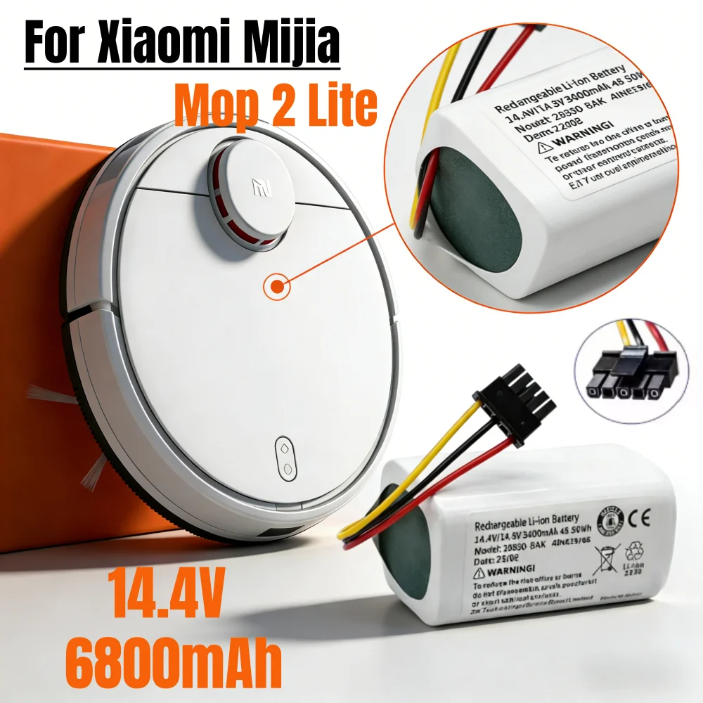 

Аккумуляторы 14.4В 6800мАч, совместимые с Xiaomi Mi Robot Vacuum Mop 2 Lite, MJSTL, Mop 2 Lite, замена для 260V-4S1P, N011-4S1P