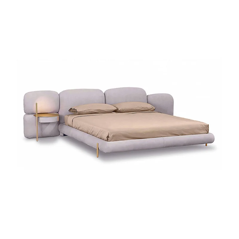 

Italian style, light luxury fabric, double soft bed, bedroom, furniture, simple