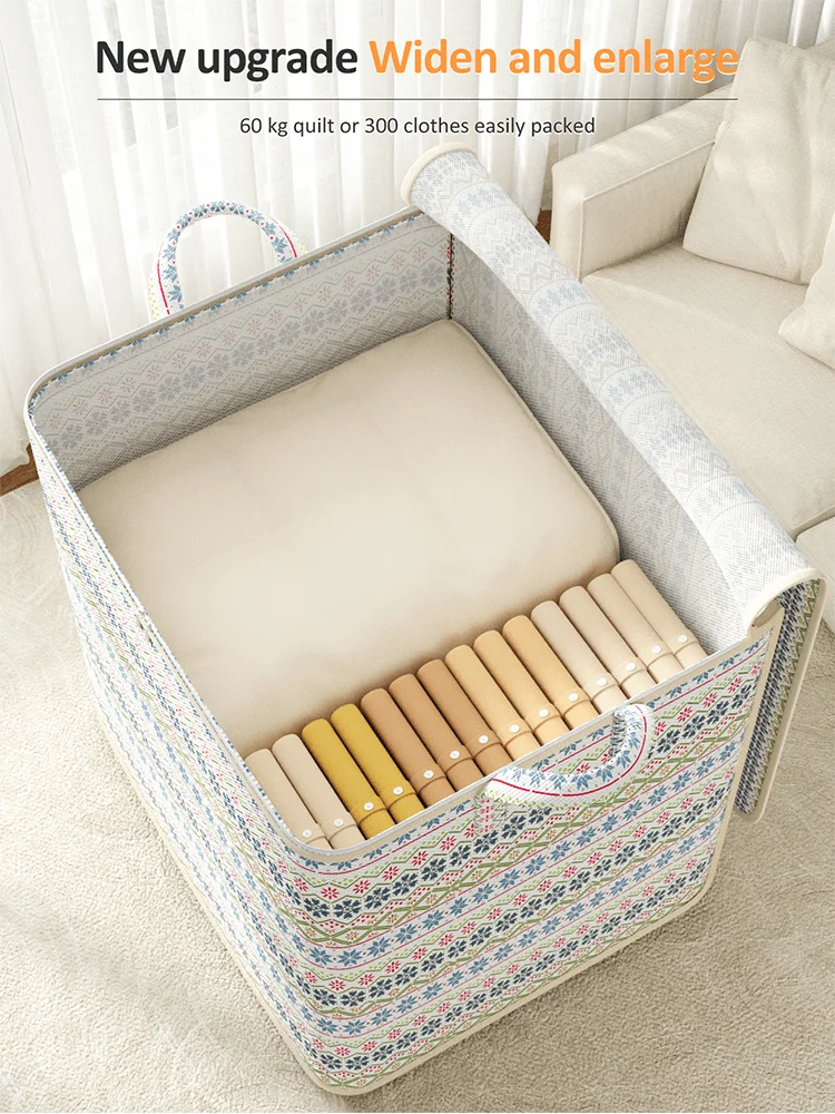 1PC Bohemian style zippered storage bag, large capacity storage bag, dustproof, suitable for home storage, classified storage