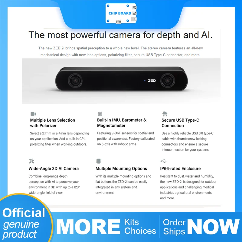 

Стереокамера STEREO LABS ZED 2i 2,2K для 3D-картировки, максимальное разрешение 4416×1242, поддерживает обнаружение глубины нейронции