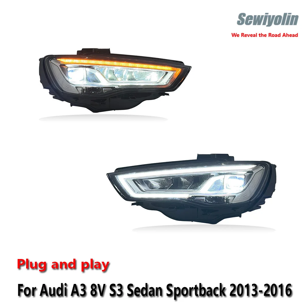 

Car LED Headlight Parts For Audi A3 8V S3 Sedan Sportback 2013-2016 Fog DRL Brake Turn Signal Lamp Plug And Play