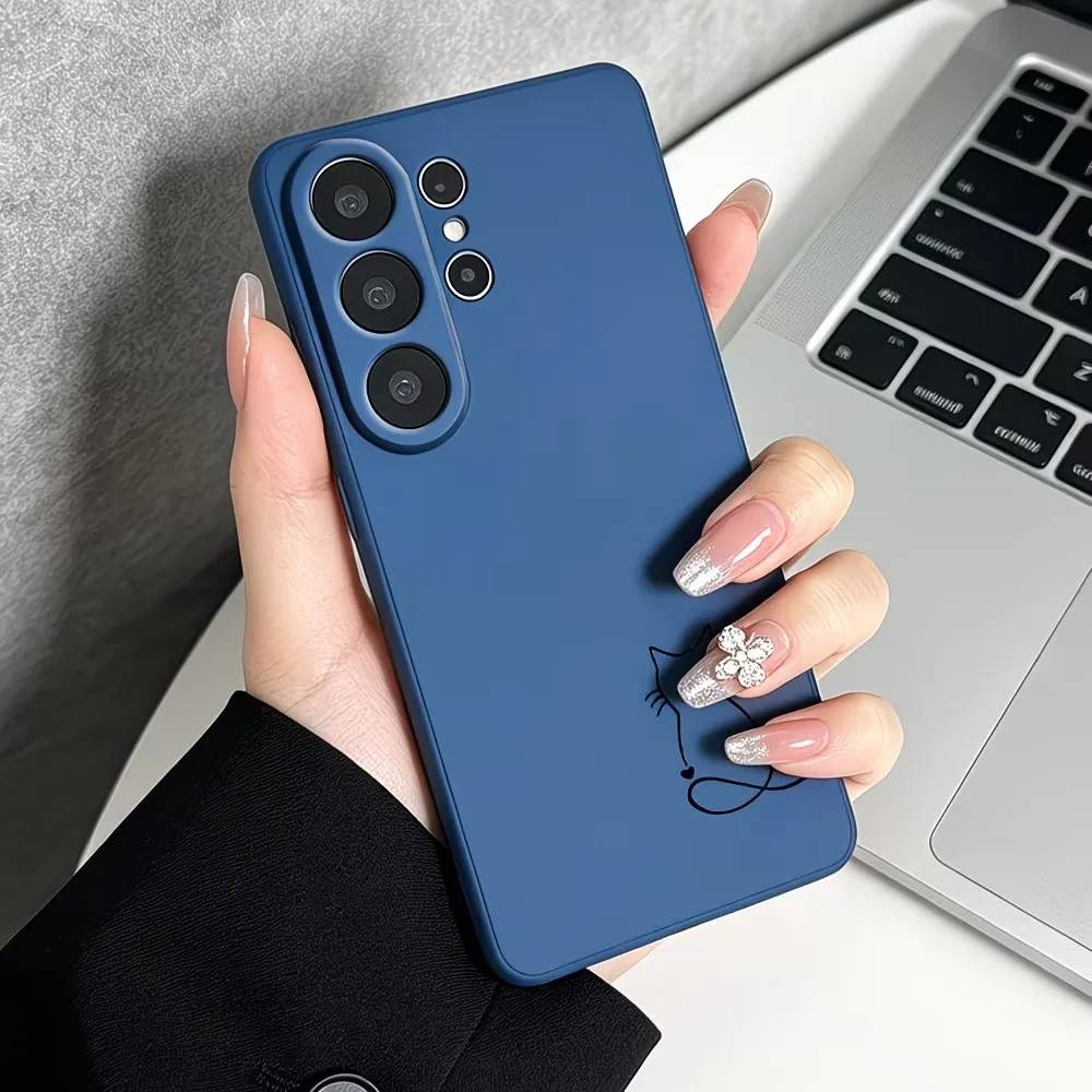 Minimalis Line Art Cat Sketch Pattern Phone Case For Samsung Galaxy A73 A72 A71 A70 A56 A55 A54 A53 A52 A51 Matte AntiSlip Cover - view 5