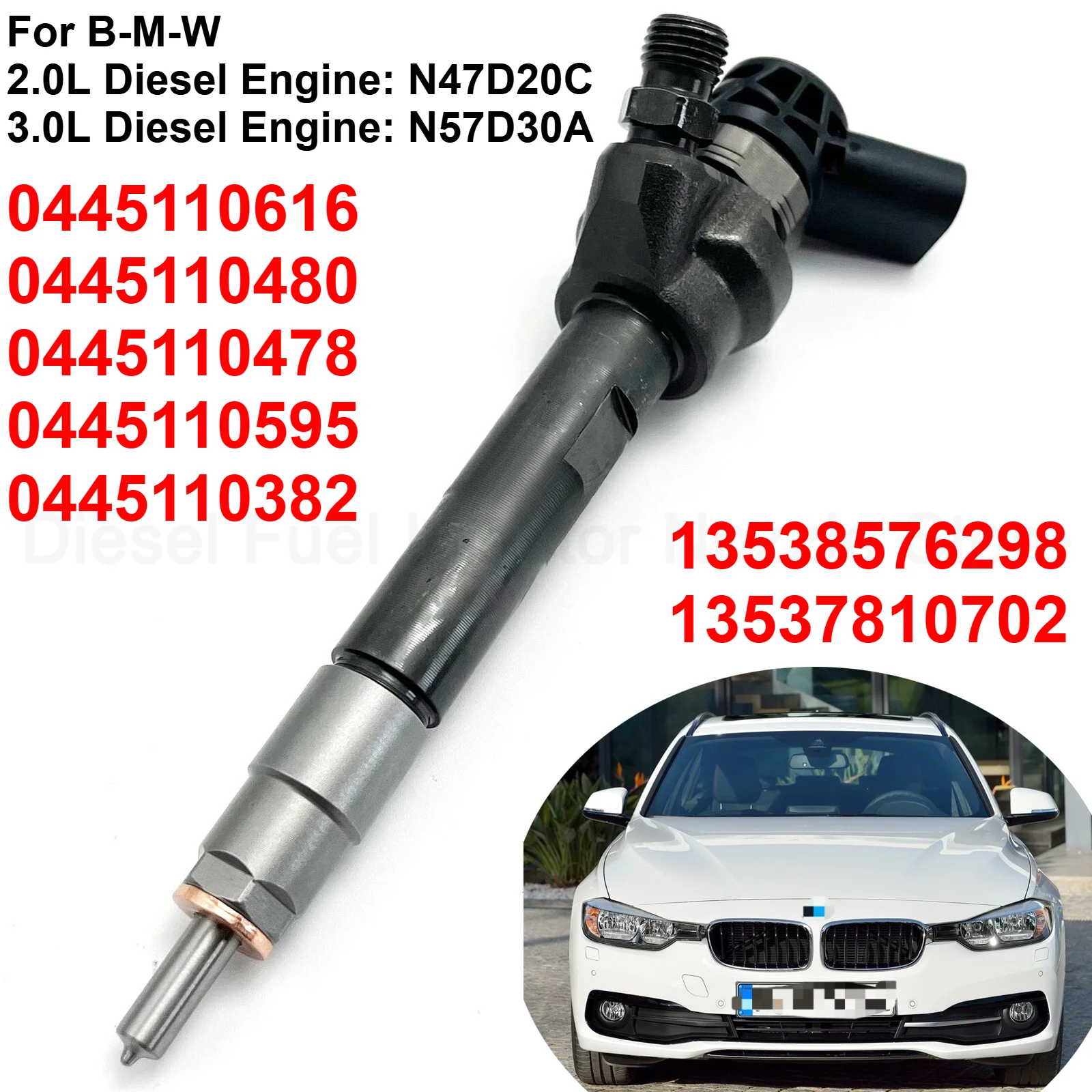 0445110616 0445110478 0445110595 0445110382 New Diesel Fuel Injector 7810702 8576298 For BMW 320d 520d 330d 530d N47D20C 2.0L