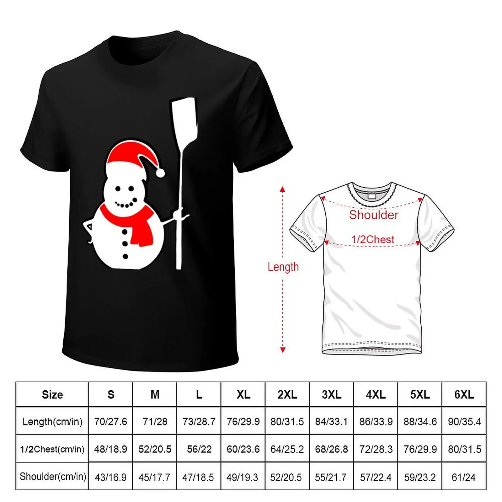 Rowing Santa Snowman T-Shirt Basic Tee Shirt for Everyday Outfit