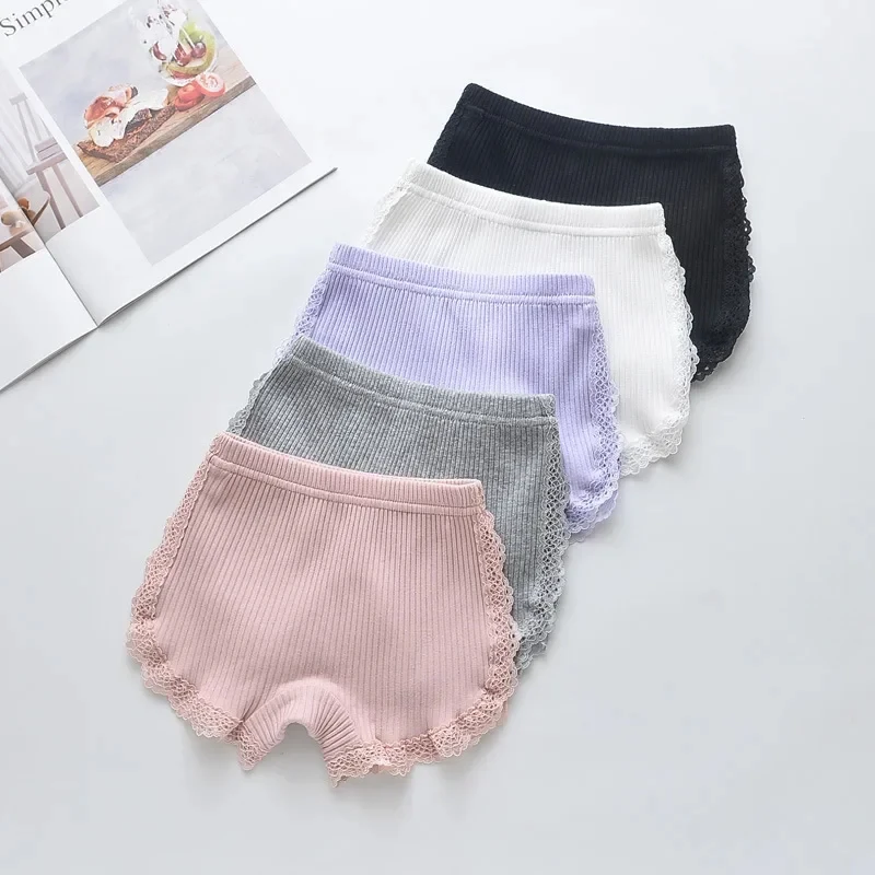 4-12 Years Girls Safety Pants Summer Thin Short Pants Little Girls Baby Kids Side Lace Cotton Anti-glare Shorts