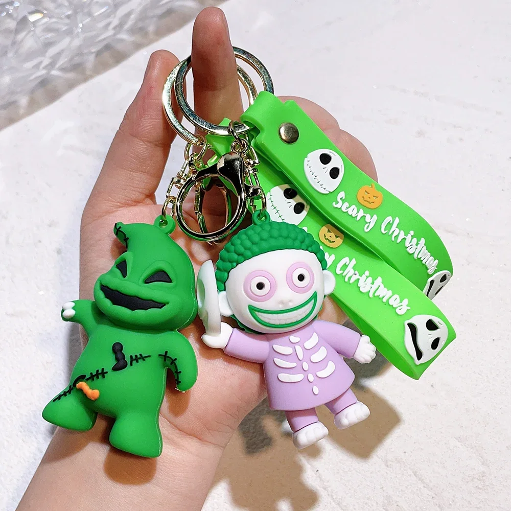 The Nightmare Before Christmas Keychain Cartoon Cute Jack Skellington Sally Oogie Boogie Pendant Keyring Gifts for Fans