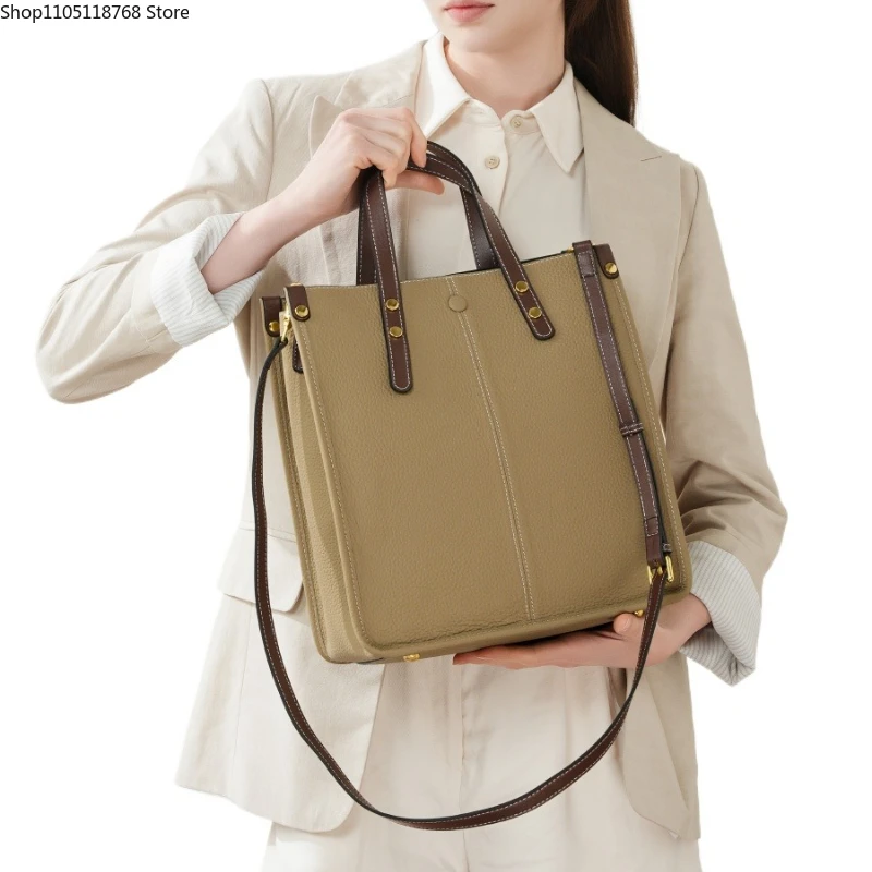 

Female Genuine Leather Handbags Women Shoulder Crossbody Bag Vintage High-capacity Tote Bag Minimalist Luxury Bag