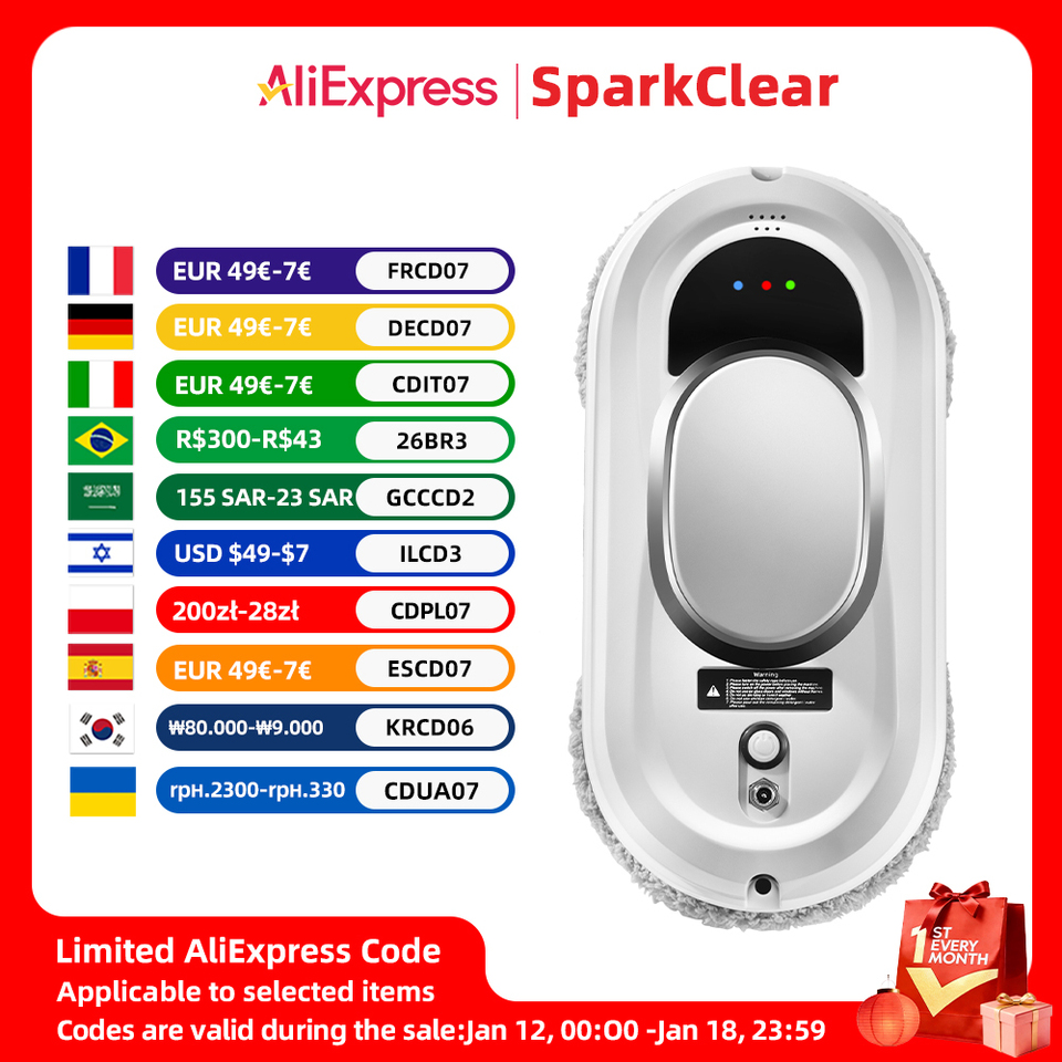  Electric Window Cleaning Robot 5600Pa Automatic & Remot Control Limpiacristales Vacuum Glass Washing Robot for Home Appliances 