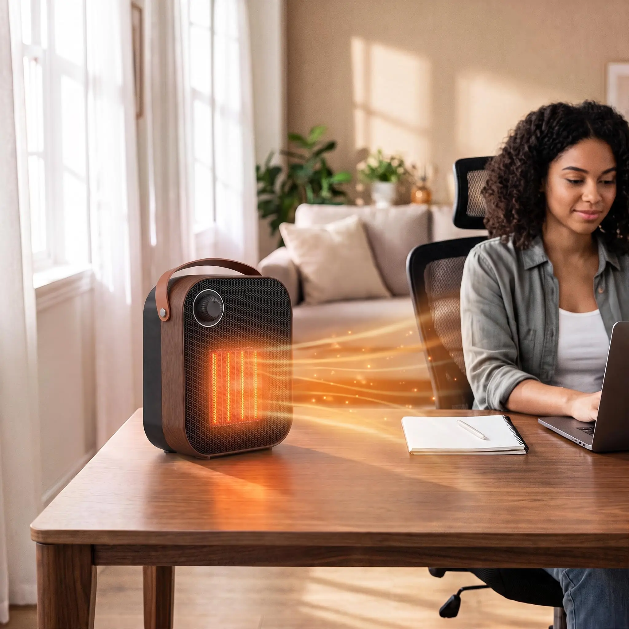 1500W Ceramic Space Heater Portable Electric Room Heater with 2 Modes Thermostat Tip-Over Overheat Protection for Indoor Use Office Bedroom Black
