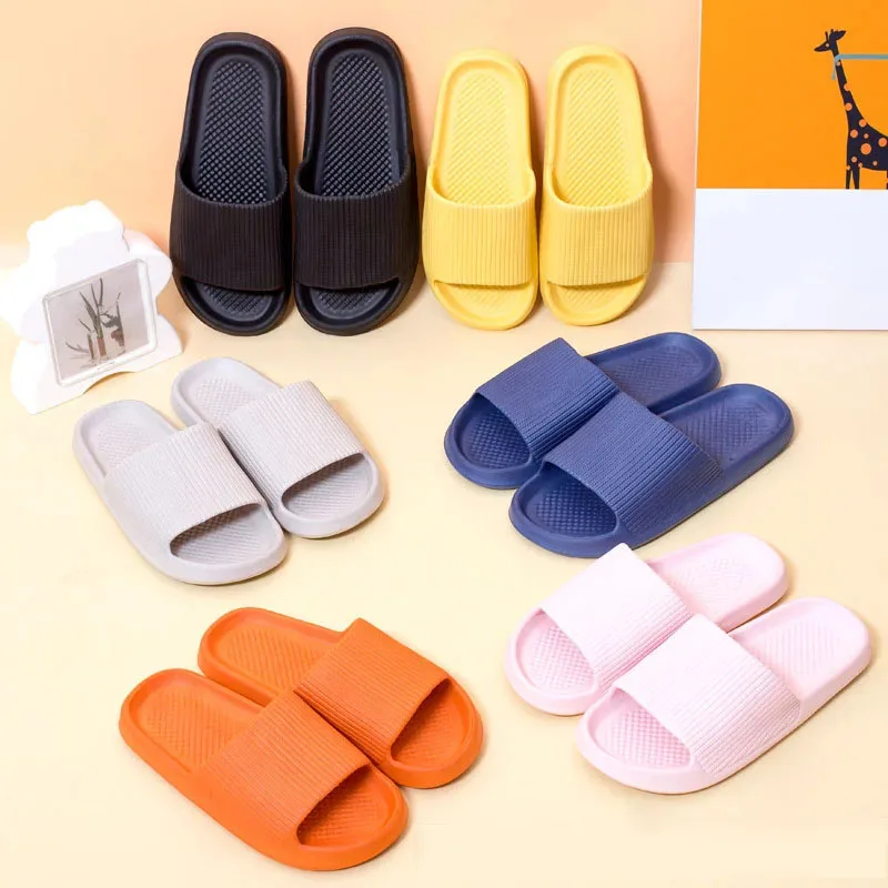 Fashion Men's Women's Slippers EVA Soft Sole Casual Home Light Comfortable Sandals Bathroom Anti-Slip Slippers Beach Flip-Flops