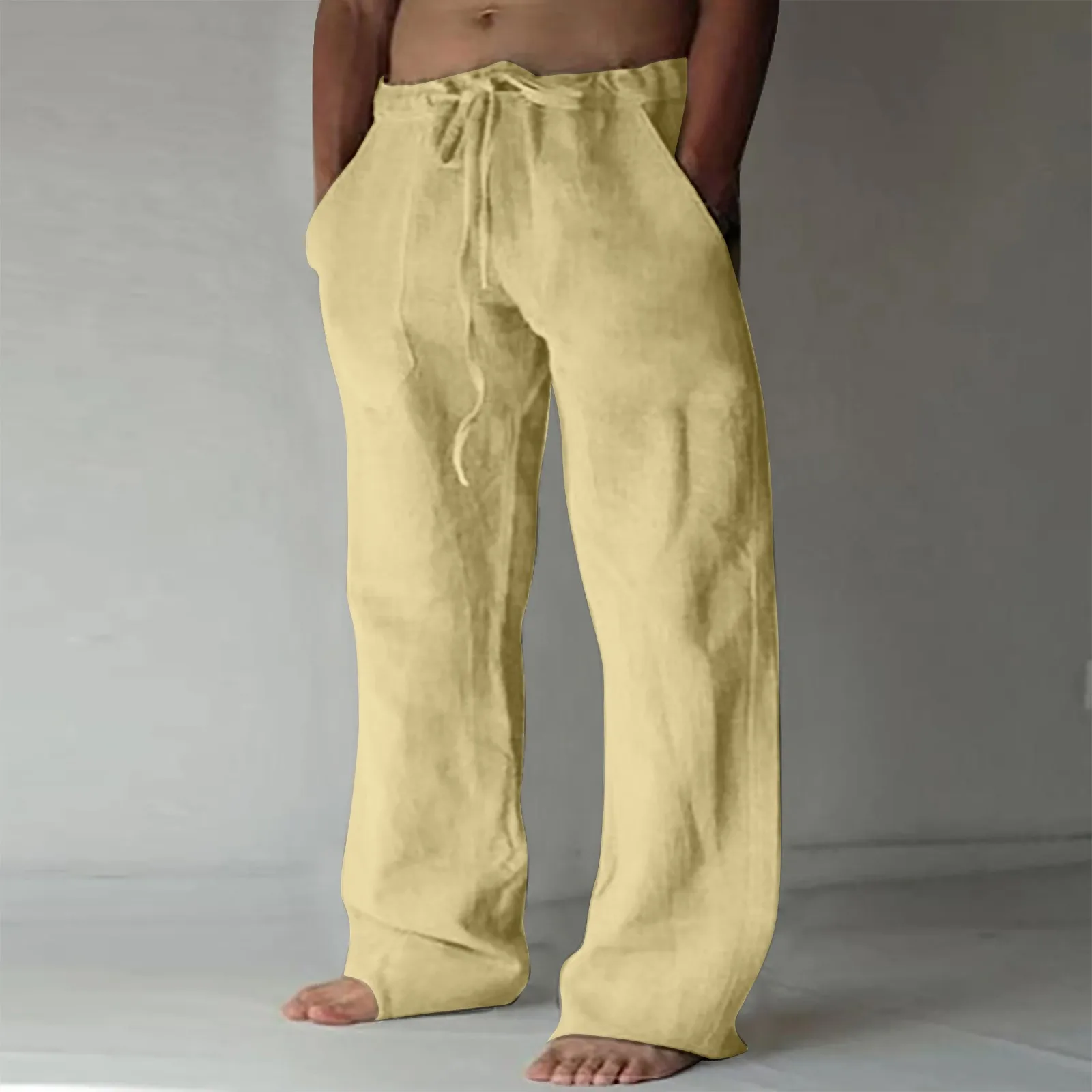 

Linen Clothing For Men Natural Linen Pants For Men Contemporary Comfortable Quality Soft Linen Pocket Color Trousers