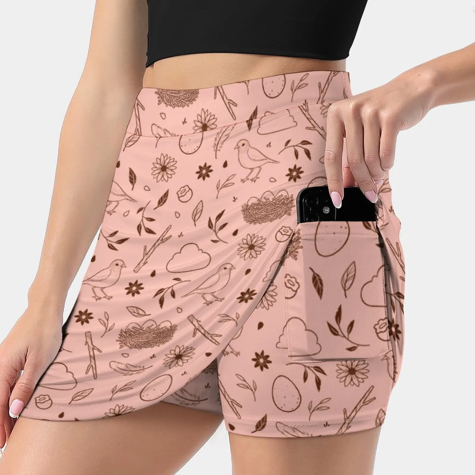 

Robin Egg Pink Women's skirt Sport Skort Skirt With Pocket Fashion Korean Style Skirt 4Xl Skirts Bird Birds Robin Robins Flower