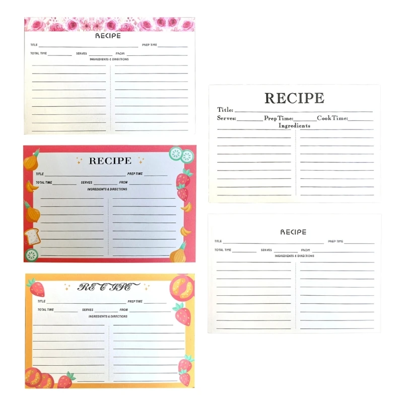 

50Pcs Double Sided Recipe Cards Cooking Recipe Cards Blank Recipe Cards for Bridal Shower, Wedding, Christmas Party