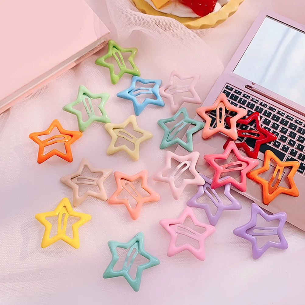

30Pcs Candy Color Star Barrettes Metal Small Kids Hair Clips Girls Lovely Hairpins Daily Party Cosplay Star Hair Clips