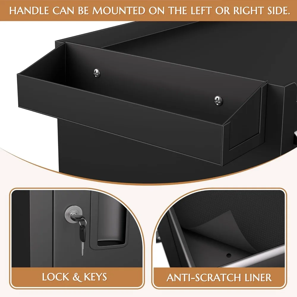 2-in-1 Detachable Metal Tool Storage Cabinet, Drawer High Capacity Rolling Tool Chest, Liner, Lockable Wheels, Locking Mechanism