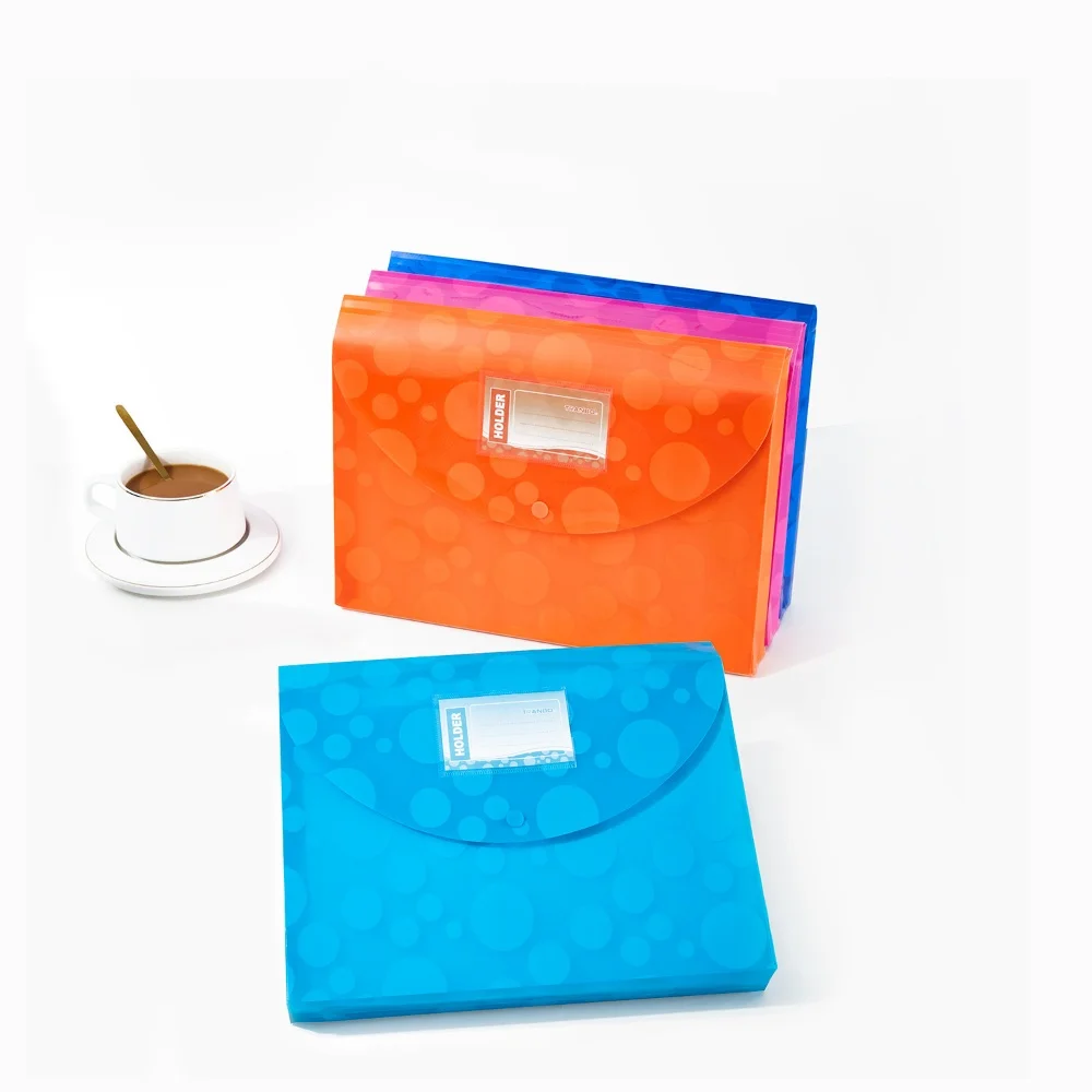 

Colorful File Bag Waterproof Pp Material File Bag Thickened File Folder Personalized Document Storage Bag For Office Workers