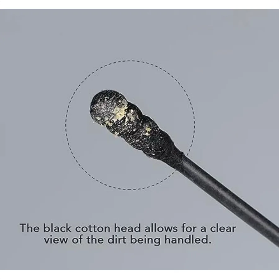 ไหมพันหูอเนกประสงค์ ปลายแบบเกลียวสีดำและปลายแบบที่แคะหู ทำจากเยื่อไม้ พร้อมกล่องเก็บใส ปลอดภัยสำหรับใช้ในหู