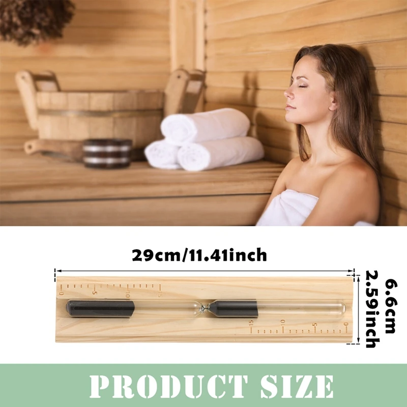 15 Minutes Saunas Sand Timer Wooden Glass Hourglass Timer High Sauna Hourglass Sand Timer for Restaurant Bath Retail