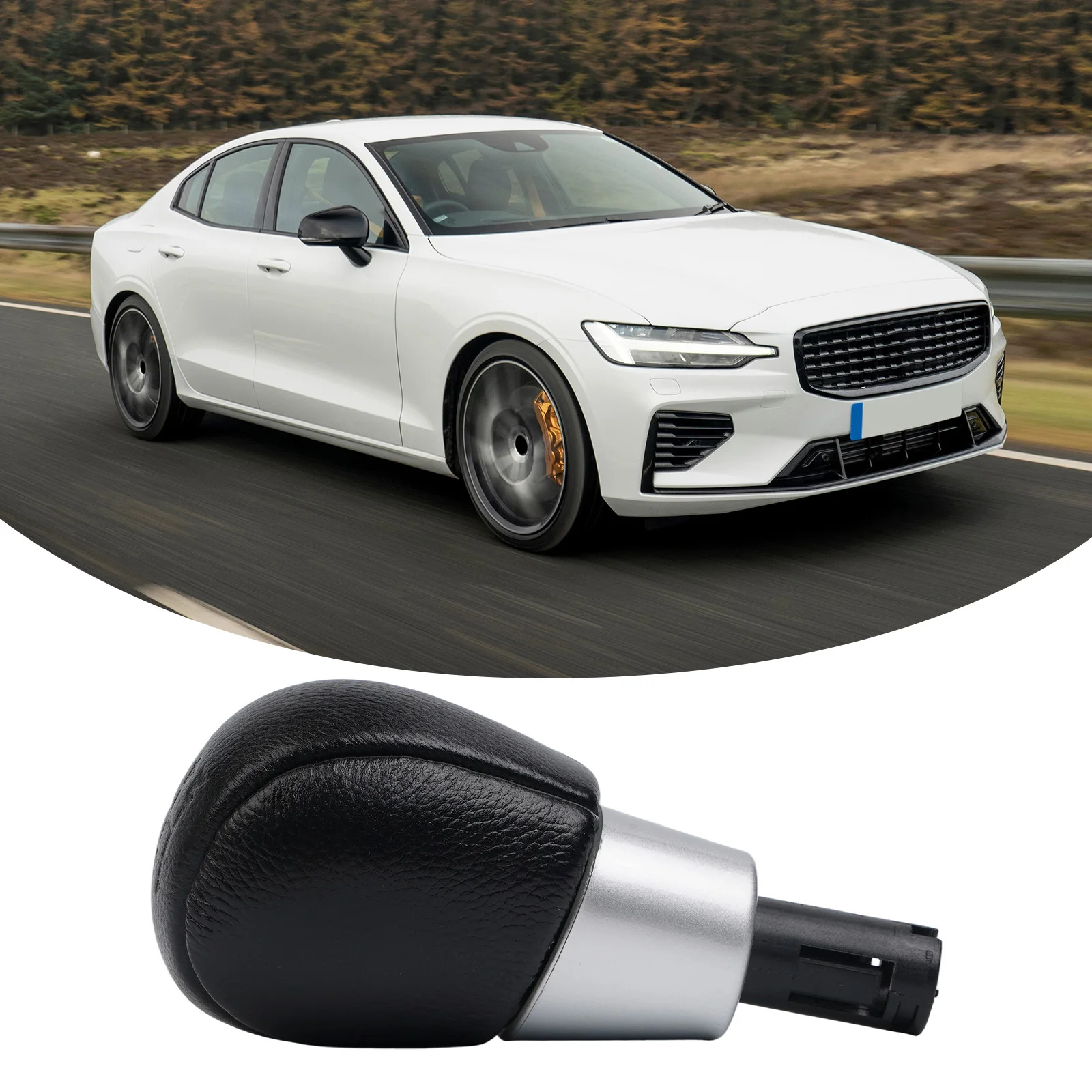 

Черная ручка переключения передач, ручка переключения передач из искусственной кожи, простой процесс установки, улучшенный опыт вождения, плавная замена передач для Volvo XC60