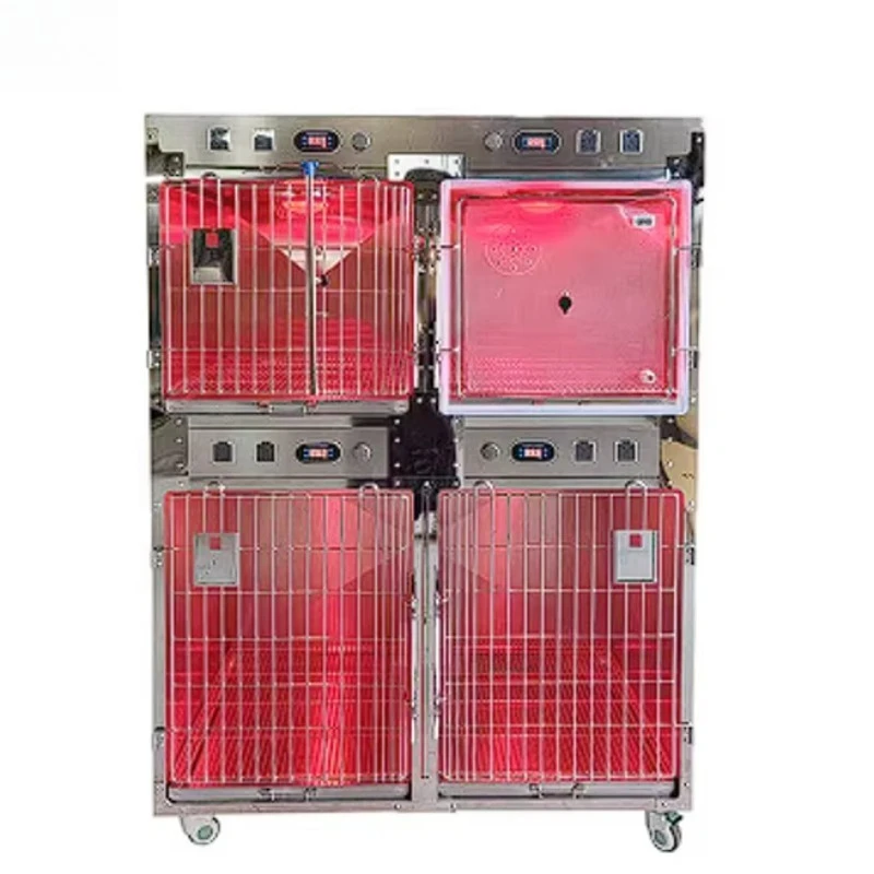 

Durable 304 Stainless Steel Veterinary ICU Cage with Multi-layer Structure, Infrared Heating and Oxygen Supply