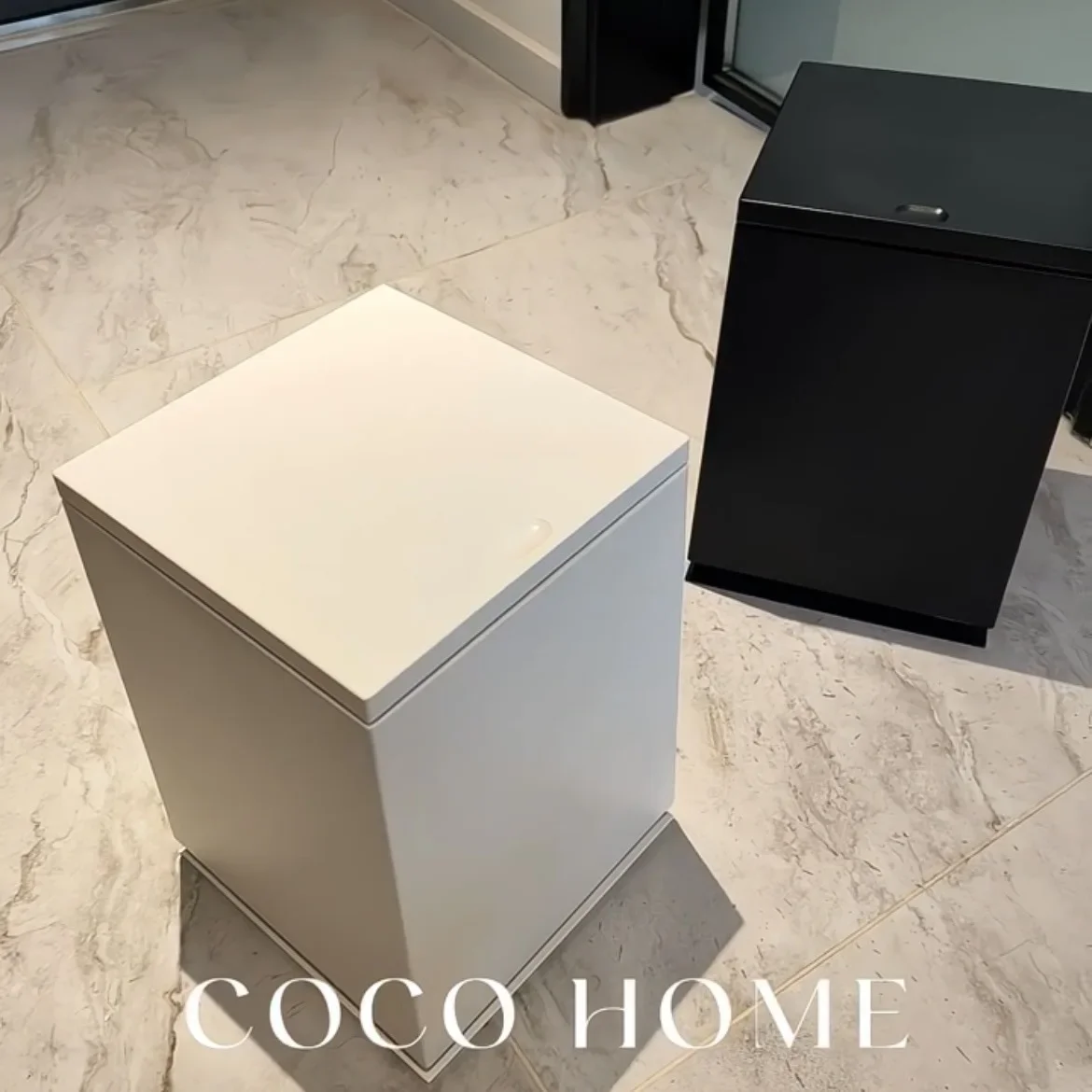 Luxury Square Trash Bin with Press-Open Lid - Large Capacity Double-Layer Waste Basket for Living Room