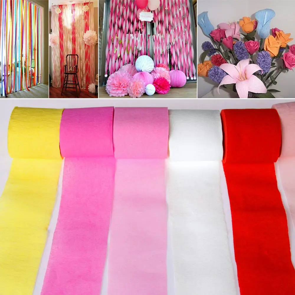 1 Roll Art Crafts Party Supplies Rainbow Crepe Paper Streamers Garland Photography Backdrops Wedding Decor DIY Paper