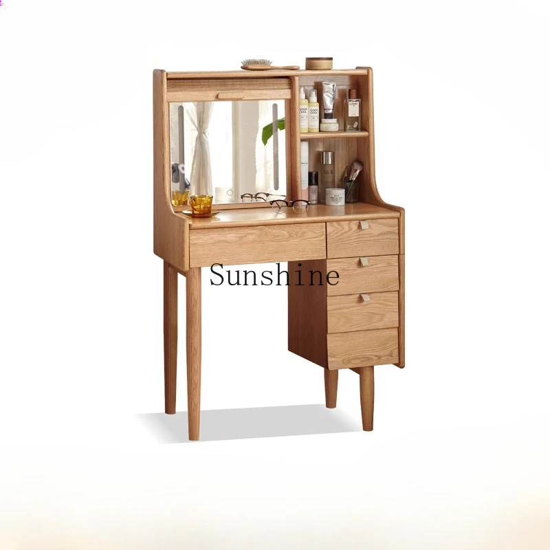 Solid wood makeup women's bedroom dresser storage cabinet small apartment Japanese bamboo curtain dresser