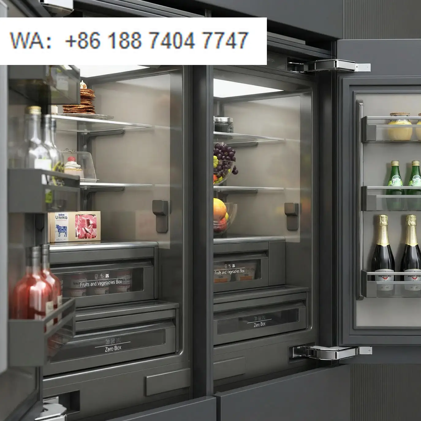 Panel Stainless Steel Frost-Free French-Door Fridge Bottom-Freezer Water Dispenser Ice Maker Energy Household American-style