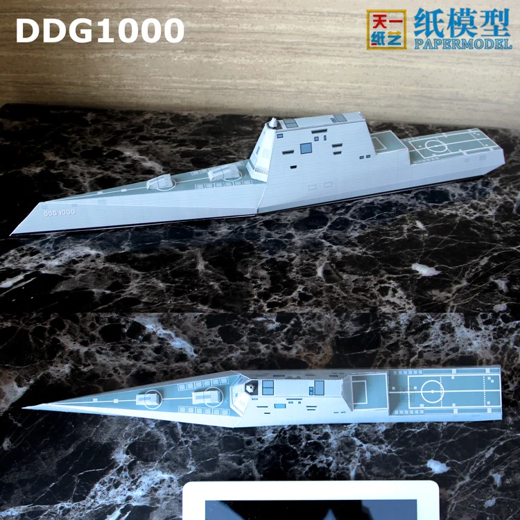 DDG1000 Jumwalt Destroyer Paper Model DIY Warship Intelligence Handmade Military Toy Arrangements