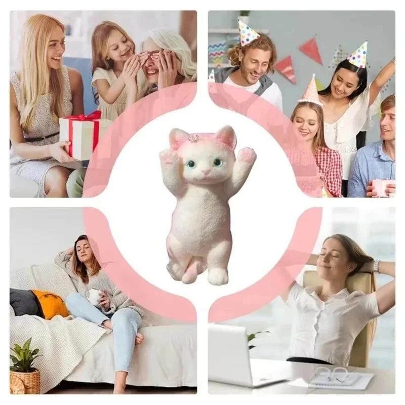13 cm Taba Squishy Katzenspielzeug, niedlich, flauschig, klebrig, realistisch, Stressabbau, Simulation, Katzenpuppe für Kinder und Erwachsene, Squeeze-Geschenk