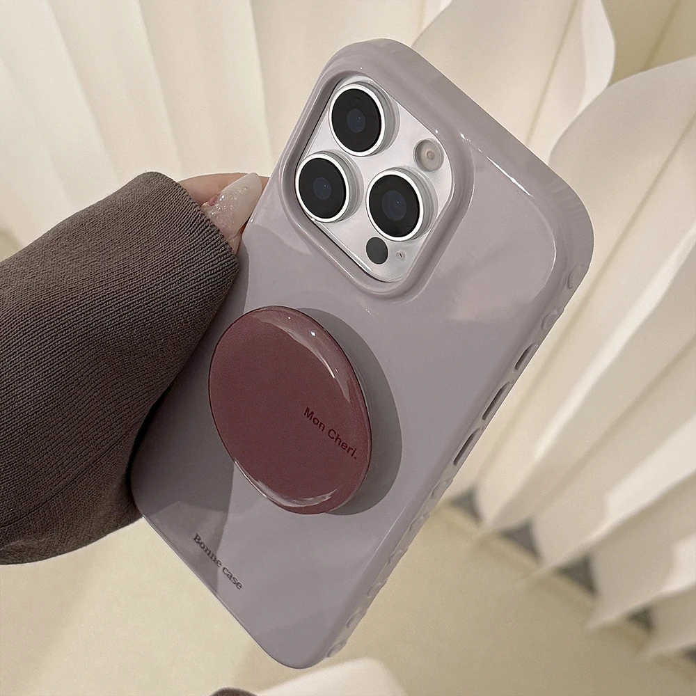 حافظة هاتف أرجوانية لطيفة لهاتف آيفون 13 15 14 16 17 برو ماكس غطاء خلفي ناعم ورائع مقاوم للصدمات مع حامل حامل حامل #6