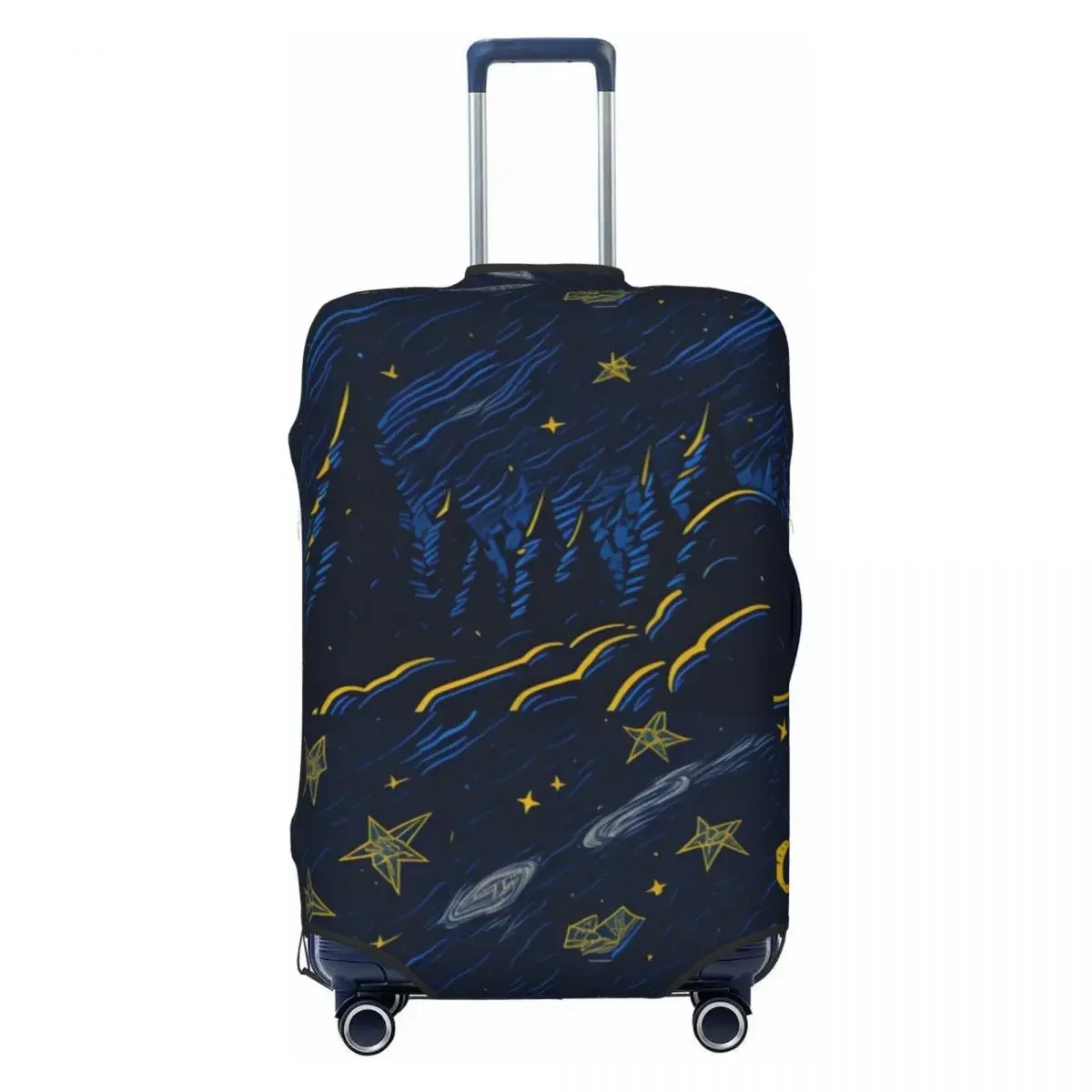 Forest Starry Suitcase Cover Night Sky Illustration Stars Nature Practical Travel Protector Luggage Supplies Holiday