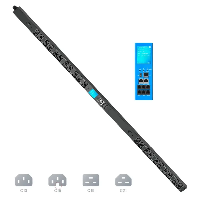 Industrial grade C39 PDU 42 socket intelligent rack-mounted power board with remote monitoring, supports three-phase