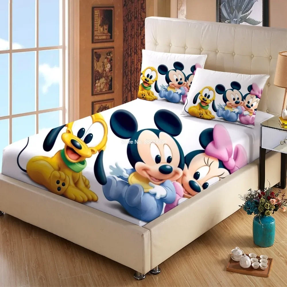 Disney Mickey Minnie Bruto Mattress cover Fitted Sheet Bed Sheets Bed Linen for Child Kids Teen Bedspread Bedroom Decor