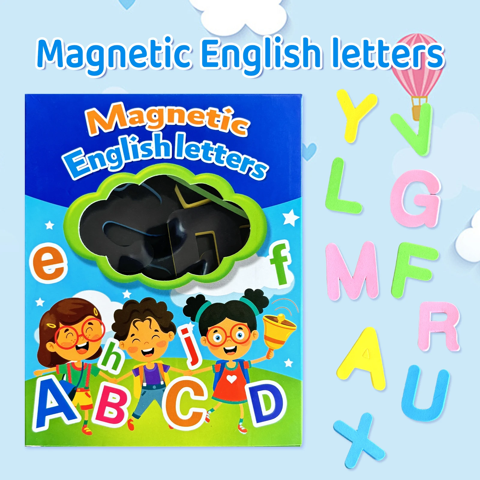 Children's Magic Magnetic Alphabet Stickers Learning Letters Numbers Geometric Shapes Attachable Metal Objects Gifts