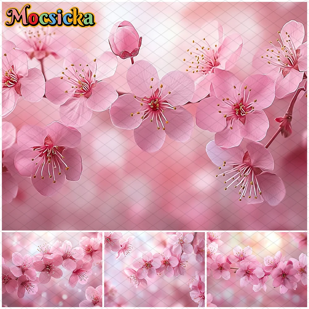 

Mocsicka Pink Flowers Photo Backdrop Spring Easter Girl Princess Birthday Party Decorations Photography Background Studio Banner