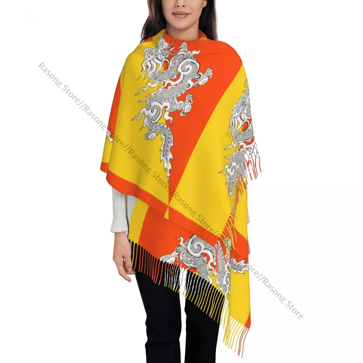 Tassel Scarf Large 196*68cm Pashmina Winter Warm Shawl Wrap Bufanda Female Flag Of Bhutan Alternate Cashmere Scarves